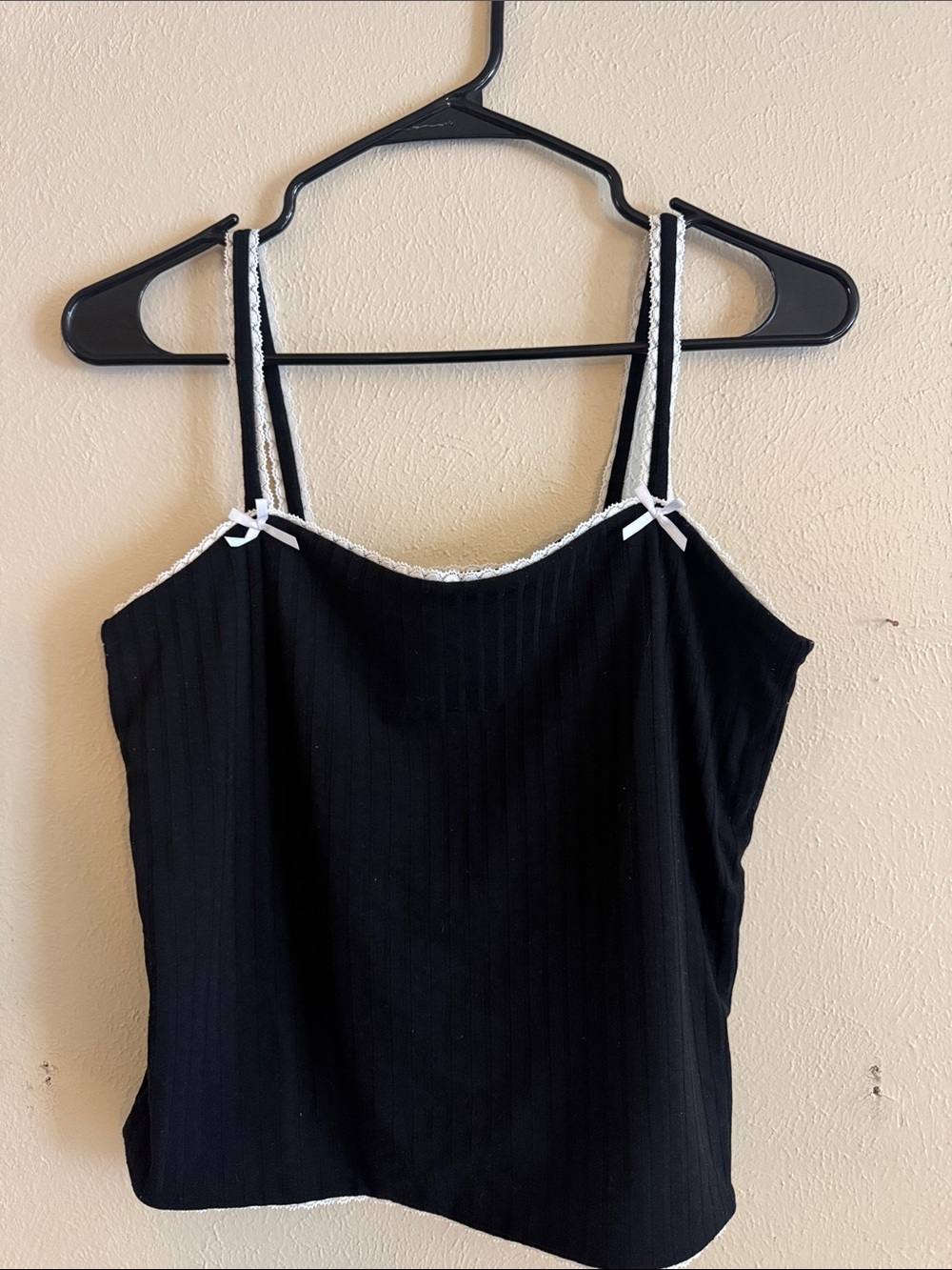 Klassy Network Black Ribbed Camisole with White Trim